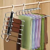 Famanu - Broekhangers 6 in 1 set van 2 roestvrij staal antislip multifunctioneel