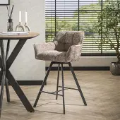 Hoyz Collection barstoel raster draaibaar 2 stuks rich champagne