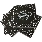 Famanu - Verjaardagsservetten - 40 stuks - Luxe Tafeldecoratie met Zilveren Print
