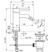 Ideal standard CeraLine - Bidetkraan met waste, zwart BC197XG