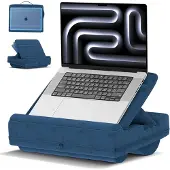 Famanu - Verstelbaar laptopkussen met kussenbasis – draagbaar en opvouwbaar – blauw