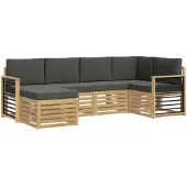 vidaXL Buiten bank set 6 st Wit en antracietkleurig Polyester