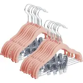 Famanu - Kinder broekhangers set van 16 fluweel antislip roze