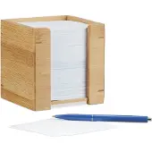 Famanu – Bamboe memohouder kubus – 900 vellen – memoblokhouder (10,5 cm) – natuurlijke look