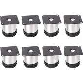 Famanu - 8 STKS 50x50mm Verstelbare Ondersteuning Meubelpoten Rvs Ronde Kast Voeten
