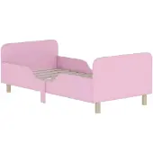 Happiq Kinderbed 140x70 cm – Peuterbed met Uitvalbeveiliging & Lattenbodem – Roze