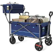Famanu - Opvouwbare bolderkar met remmen en zijtas, 120 kg draagvermogen, stevige constructie