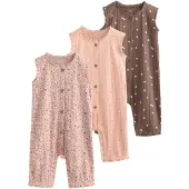 Next Rompertje/body chocoladebruin / rosa / eosine / wit