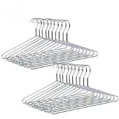Famanu – Verchroomde metalen kleerhangers, set van 20, heavy duty en ruimtebesparend