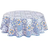 Famanu - Direct Rond Tafelzeil PVC Veeg Schoon Tafelkleed Tafelkleed 155cm 61" Blauw