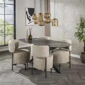 Hoyz Collection eetkamertafel spider deens ovaal 180 ceramic fossil black
