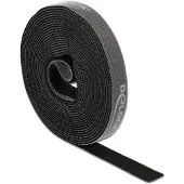 DeLOCK klittenband op rol, lengte 5 meter, breedte 15 mm, zwart