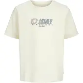Jack & Jones JUNIOR T-shirt ecru Jongens Katoen Ronde hals Logo - maat 128