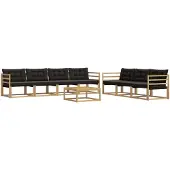 vidaXL Buiten bank set 8 st Wit en zwart