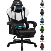 LUCKRACER - Gaming Bureaustoel - Met Lendensteun en Voetensteun - Wit