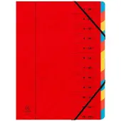 Exacompta 8x Sorteermap met vaste rug en elastosluiting - 12 indelingen - Rood - 54125E
