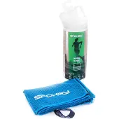 Spokey COSMO Handdoek - Blauw - 31x84 cm - Polyester 45% / Polyamide 55% - Compact en sneldrogend - Inclusief hanger met clip