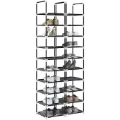 vidaXL Schoenenrekken 2 st 33x33x174 cm vliesvrij 10-laags zwart