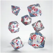 Q-workshop Klassieke RPG - Doorzichtige & Blauw-Rode Dobbelstenen Set (7)