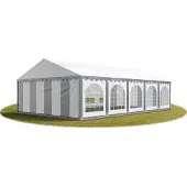 TOOLPORT Partytent 5x10 m, PVC 750, met Grondframe, grijs wit