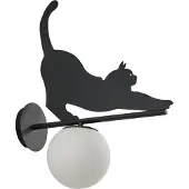 LINDBY Wandlamp buiten Katti Cat, dimbaar, zwart, metaal, Landelijk, Wandlamp buiten