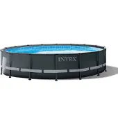 Intex Ultra Xtr 488x122 Cm Steel Round Frame Above Ground Pool Grijs 19156 Liters