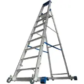 Krause STABILO trap, type "Stufen-Stehleiter", verrijdbaar met dwarsbalk, 8 treden, modelnummer 127327