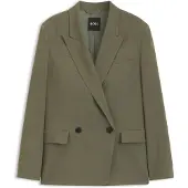 BOSS Regular-fit blazer van stretchcrêpe met krijtstrepen Maat 44