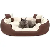 Lionto Kattenbed 4-in-1 design met speelkussens, 85x70 cm bruin/beige