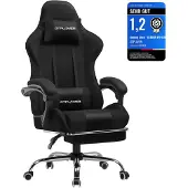 GTPLAYER Gamingstoel 135° verstelbaar, ergonomisch, met uitschuifbare voetsteun - Zwart stof