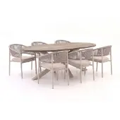 Bellagio + 10% kassakorting | Panaro/ROUGH-Y Ellips 240cm dining tuinset 7-delig stapelbaar