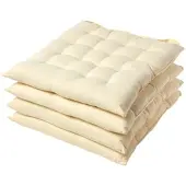Homescapes stoelkussens – set van 4 zitkussens – katoen – 40x40 cm – crème – met lint – voor eetkamer & buitengebruik