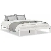 vidaXL Bedframe extra lang zonder matras grenenhout wit 160x210 cm