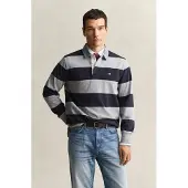 Gant Polo Men Reg Chambray Stripe Heavy Rugger Grey Melange 25-XS