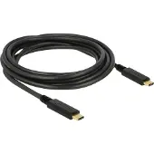 DeLOCK Premium USB-C naar USB-C kabel met E-Marker chip - USB2.0 - tot 20V/5A / zwart - 3 meter