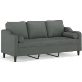 vidaXL Driezitsbank met sierkussens 180 cm stof donkergrijs