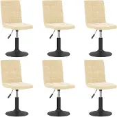 vidaXL Eetkamerstoelen draaibaar 6 st fluweel crèmekleurig