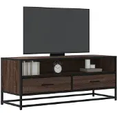 vidaXL Tv-meubel 100x34,5x40 cm bewerkt hout metaal bruin eikenkleur