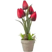 Homescapes kunstbloemen tulpen in cellulose pot 27 cm hoog, rood
