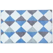 Homescapes Harlequin-patroon antislip badmat 100% katoen, blauw en wit