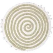 Homescapes Ronde Badmat Spiraal, 60 cm - Badmat Saliegroen met Pompons, Getuft