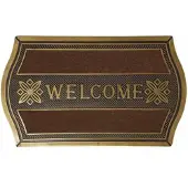 Homescapes gebogen deurmat “Welcome” 45 x 75 cm – antislip, goudbruin