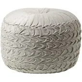 Homescapes Geplooide fluwelen poef Grace in gevlochten look - grijs, 50x35 cm