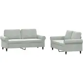 vidaXL 2-delige Loungeset met kussens fluweel lichtgrijs