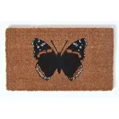 Homescapes - Antislip deurmat van kokosvezel vlinder admiraal