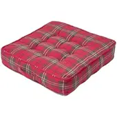 Homescapes Zitkussen tartan rood-groen, 50 x 50 cm – fauteuilkussen met katoenen hoes