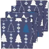 Homescapes Kerstservetten Winterland, set van 4, blauw