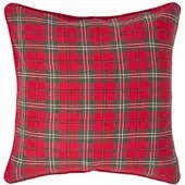 Homescapes Edward Rode Tartan Kussenhoes 45 cm x 45 cm