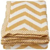 Homescapes Chevron Bedsprei 100% Katoen Mosterd/Crème Wit 150 x 200 cm