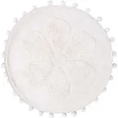 Homescapes Ronde Badmat Bloem, 60 cm - Badmat Wit met Pom Poms